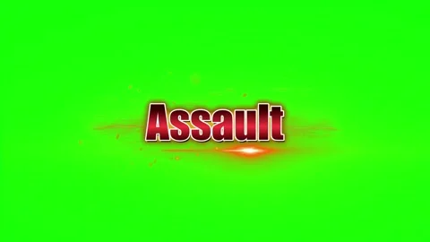 Animated red Assault text with light flare effect isolated on a green screen Stock Footage 345779187
