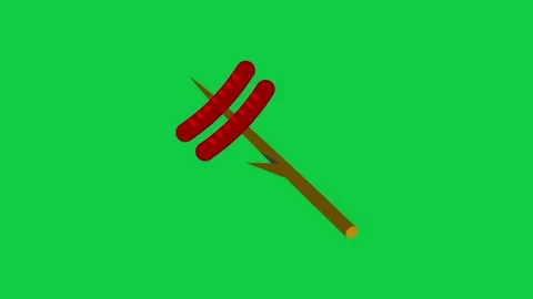 Animated red axe on a green screen for survival. Stock Footage 300376386