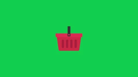Animated red basket on green screen background perfect for shopping market Stock Footage 309099683