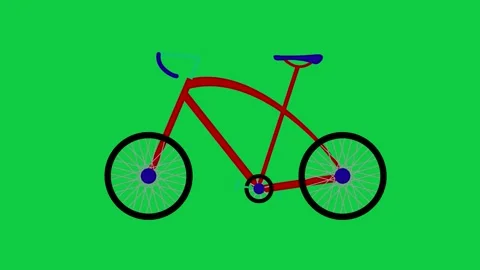 Animated red bicycle on a green screen for travel. Stock Footage 300376373