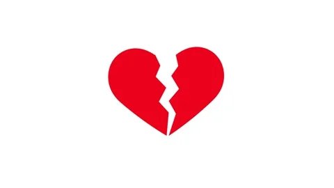 Animated Red Broken Heart on White Background, Animation of a shattered Stock Footage 314754398