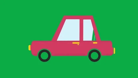 Animated red car driving across green screen background with bouncing movement Stock Footage 331127790