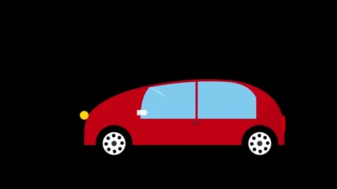 Animated red car driving on black background 4K video Stock Footage 345014211