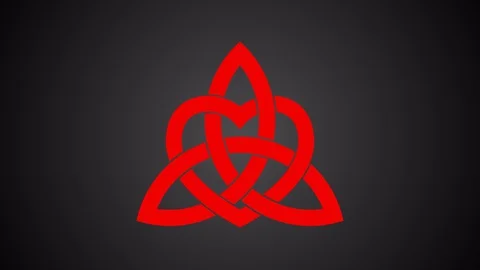 Animated red Celtic triangle with intertwined pulsating heart, with alpha matte Vídeos de archivo 129583288