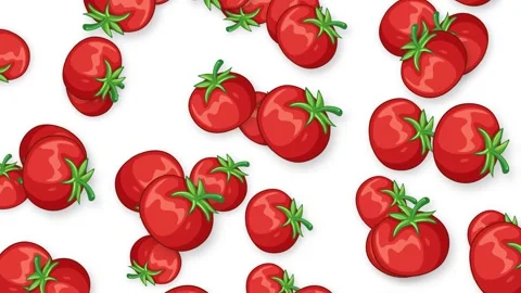 Animated Red Cherry Tomatoes Falling Downward on White Background 库存影片 344836370