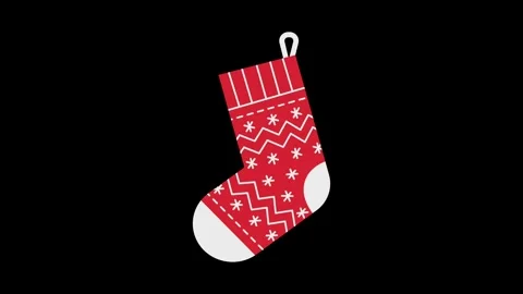 Animated red Christmas stocking with snowflake and zigzag festive design Stock Footage 320286852
