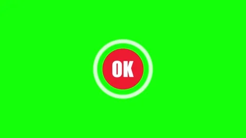 Animated red circle ok button with white text pulsing on green screen backg.. 스톡 동영상 333878130