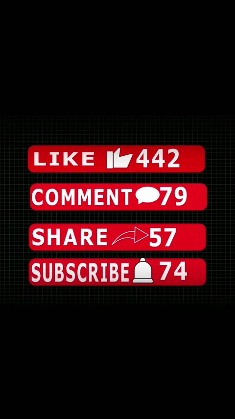 Animated red like, comment, share, subscribe button vertical video. Digital.. Stock Footage 321628052