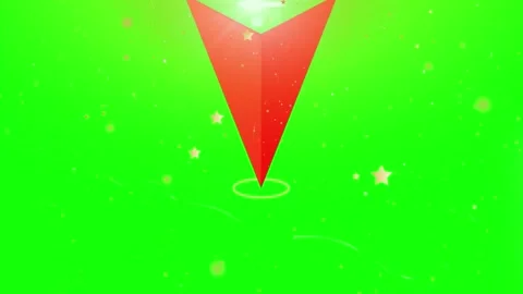 Animated red cones floating against vibrant green background with falling Stock Footage 346121039