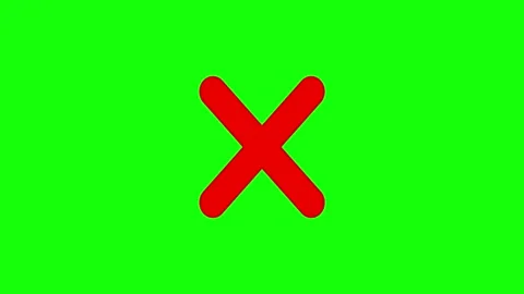 Animated red cross mark animation on green screen for rejection Video stock 316748597