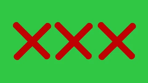 Animated red cross marks appearing on green screen background for wrong answers Stock Footage 330534189