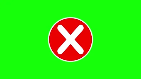 Animated red cross symbol wrong sign animation on green screen background Video stock 316748670