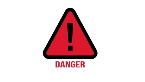 Animated Red Danger Warning Sign with Exclamation Mark Stock Footage 324026800