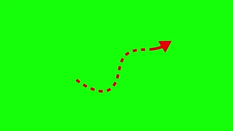 Animated red dotted arrow animation pointing upward to right on a green screen Vidéo 316746620