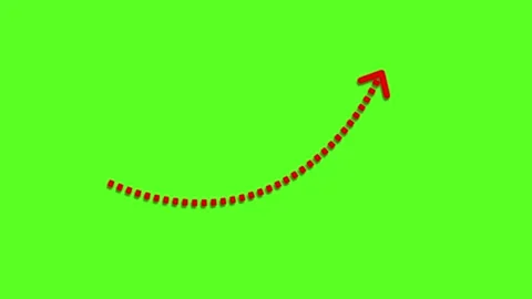 Animated Red Dotted Curved Upward Arrow Green Screen Stock Footage 341781750
