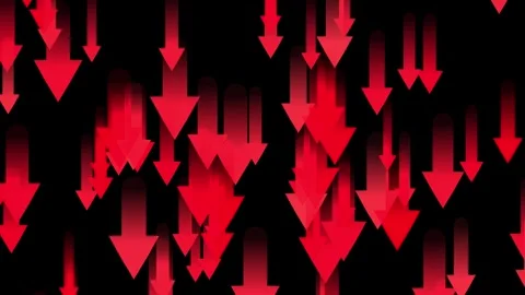 Animated Red Downward Arrows with Motion Trails and Financial Market Decline Stock-Footage 346861750