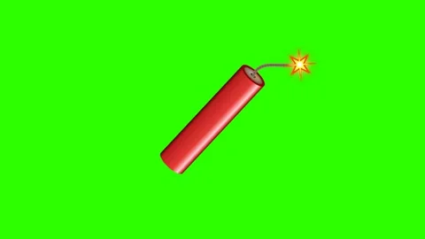 Animated Red Dynamite Stick with Burning Fuse on Green Screen Stock Footage 344755600