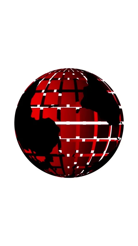 Animated red earth globe with grid overlay and continent shapes on white ba.. Stock Footage 344730105