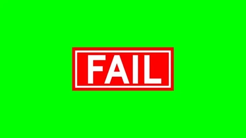 Animated Red FAIL Text Sign Pop Up on Green Screen Chroma Key Stock Footage 341261590