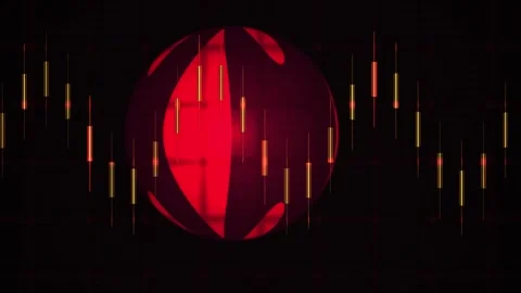 Animated Red Globe with Financial Data. Stock Footage 335104518