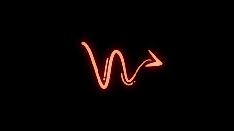 Animated Red Glowing Bounce Wave Arrow Element on Black Backdrop Stock Footage 344572163