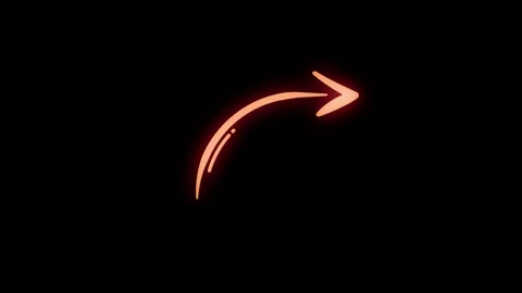 Animated Red Glowing Curved Arc Arrow Pointing Up and Right Stockbeeldmateriaal 345958453