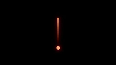 Animated Red Glowing Exclamation Mark Point Icon on Black Background Stock Footage 344572157
