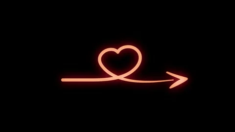 Animated Red Glowing Heart Arrow Motion Graphic on Black Background Stock Footage 344572193