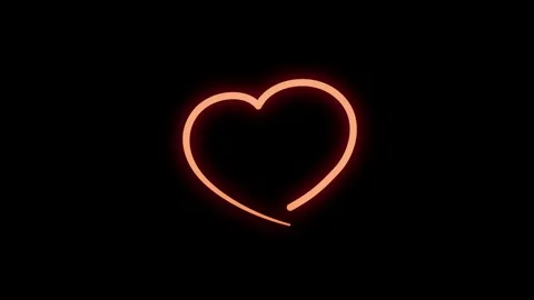 Animated Red Glowing Heart Shape Line Art Symbol on Dark Background Stock Footage 344572286