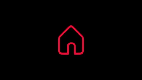 Animated Red Glowing Home Icon on Black Background Stock Footage 310502534