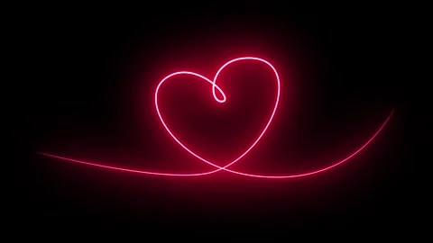 Animated Red Glowing Line Drawing a Heart Shape Stock Footage 314754401