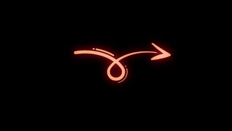 Animated Red Glowing Loop Curve Arrow Element on Black Background Stock Footage 344572287