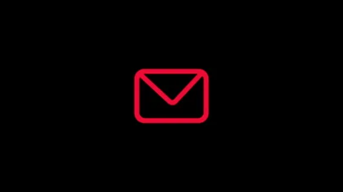 Animated Red Glowing Mail Icon on Black Background Stock Footage 310502588