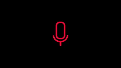 Animated Red Glowing Mic Icon or Recording Icon on Black Background Stock Footage 310502661