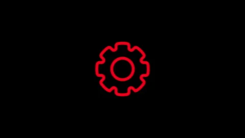 Animated Red Glowing Setting Gear Icon on Black Background Stock Footage 310502573
