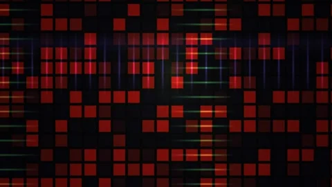 Animated Red Glowing Squares Grid with Dynamic Light Streaks for Tech Backg.. Stock Footage 343690873