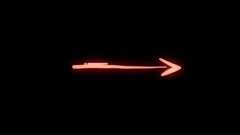 Animated Red Glowing Straight Arrow Pointing Right on Black Background Stock Footage 344572482