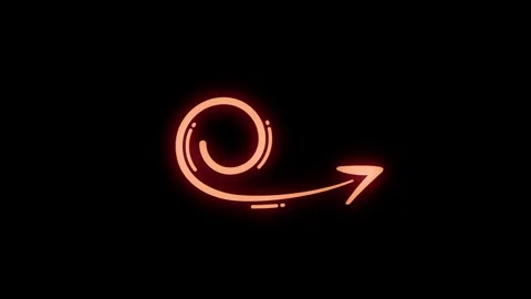 Animated Red Glowing Swirl Arrow Motion Graphic on Dark Background Stock Footage 344572532