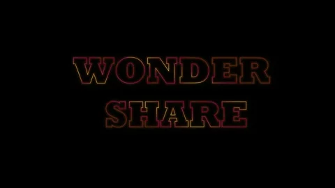Animated red glowing text reading Wonder Share isolated on a black background Stock Footage 346137356