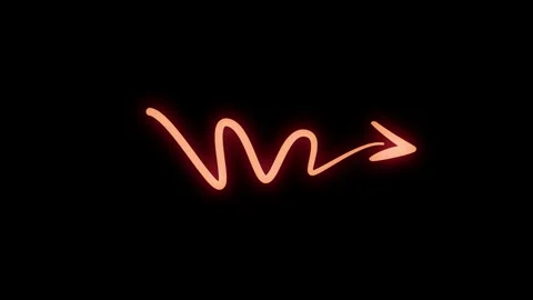 Animated Red Glowing Wavy Curve Arrow Graphic on Dark Backdrop Stock Footage 344572547