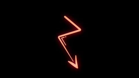 Animated Red Glowing Zigzag Lightning Arrow Downward Graphic Video stock 345958462