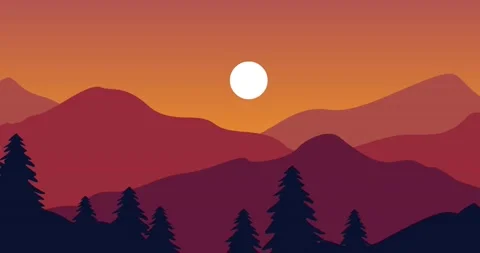 animated red gradient mountain nature ba... | Stock Video | Pond5