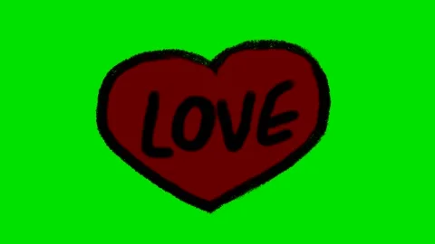 Animated red heart beating on green screen hand-drawn style romantic love Stock Footage 330073009