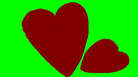 Animated red heart beating on green screen hand-drawn style romantic love Stock Footage 330073053