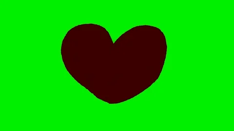 Animated red heart beating on green screen hand-drawn style romantic love Stock Footage 330073090
