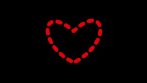 Animated red heart icon with a dotted line connecting to it on a black back.. Stock Footage 321990528