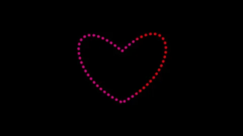 Animated red heart icon with dotted line transition and subtle glow effect Stock Footage 321990530