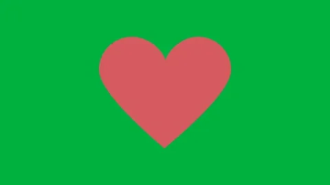 Animated red heart icon pulsing on a solid green screen background Stock Footage 346009983