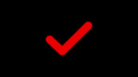Animated red icon of check mark. Red simple line check mark on black backgr.. Stock Footage 304718625