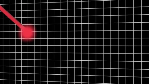 Animated red line graph showing a downward trend on a black grid background. Stock Footage 315476805
